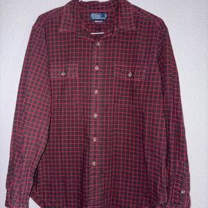Polo Ralph Lauren Men's Red and Black Checkered Shirt